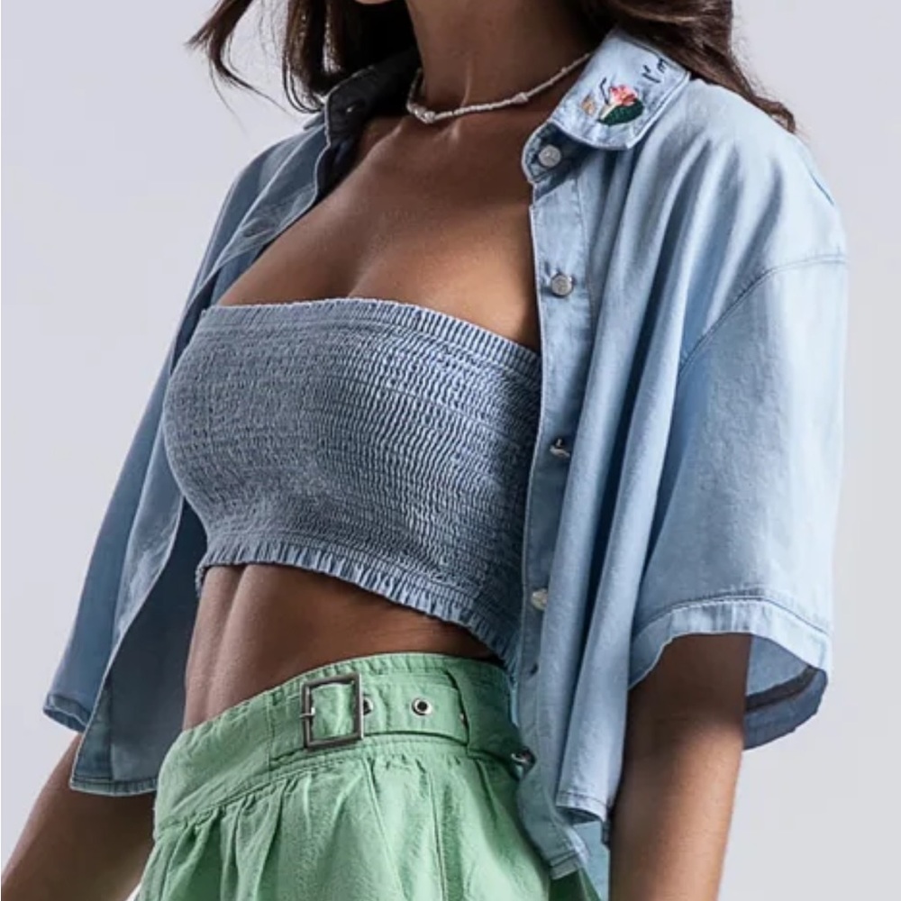 Button Up crop top + tube top NWT